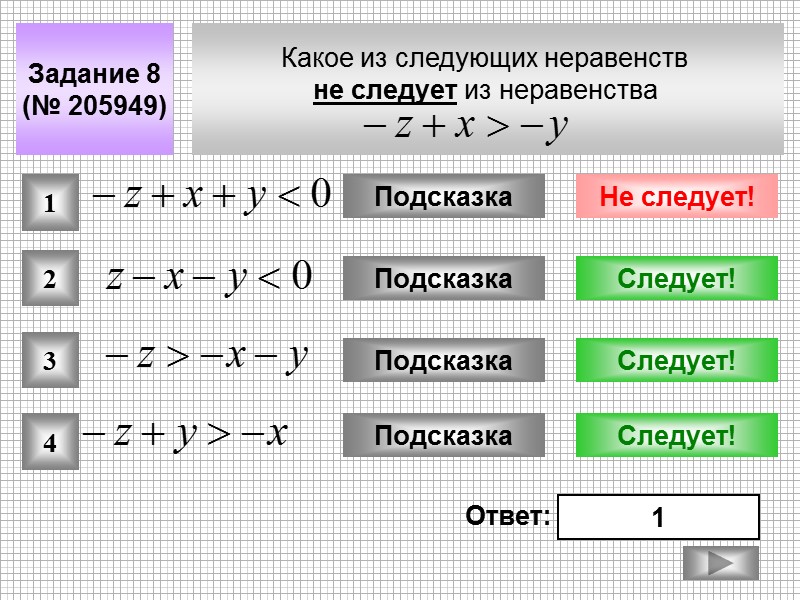 Какое из следующих неравенств  не следует из неравенства   Задание 8 (№